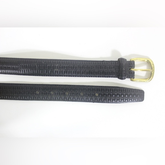 34”-38” Pierre Cardin Paris Vintage Black Leather Belt with Embossed Detail - Picture 7 of 8